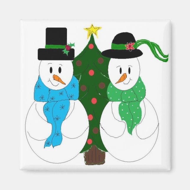 Íman Casal de Boneco de Neve Adorável (Frente)
