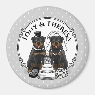 Íman Casal de Casamento Rottweilers Noiva e Cães de Gro
