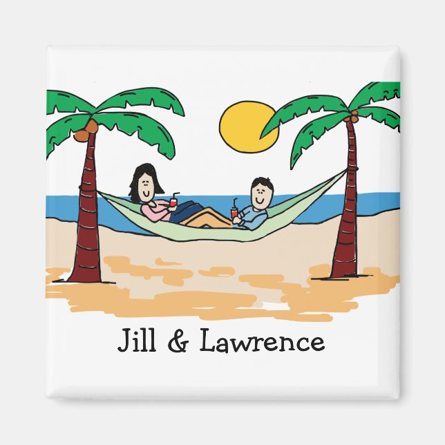 Íman Casal de férias - ímã personalizado de desenho ani (Frente)