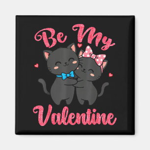 Íman Casal de Gatos Fofos Abraçando Be My Valentine Cor