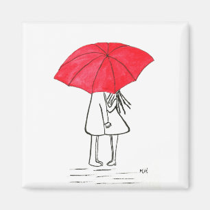 Íman Casal de guarda-chuva vermelho casamento rústico c