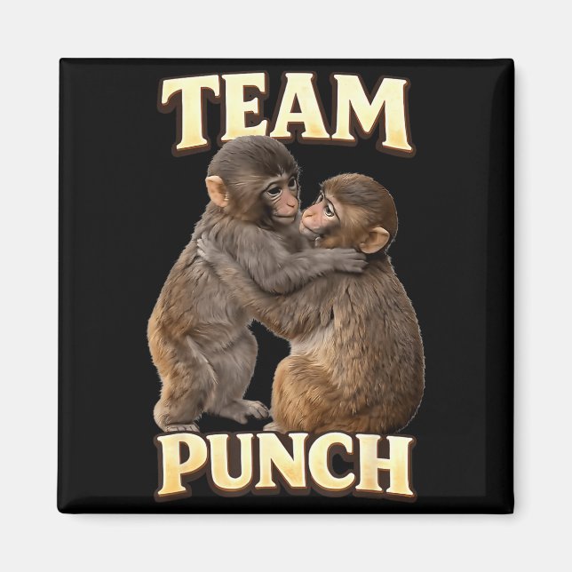 Íman Casal de Macaco Bebê Equipe Punch com um Novo Amig (Frente)