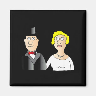 Íman Casal de noivos engraçado noivo e noiva cartoon