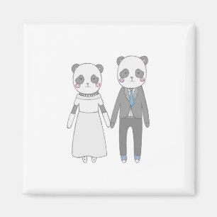 Íman Casal de Noivos Panda Fofo – Noiva & Noivo Kawaii