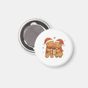 Íman Casal de Pão de Mel com Presente e Chapéus de Papa