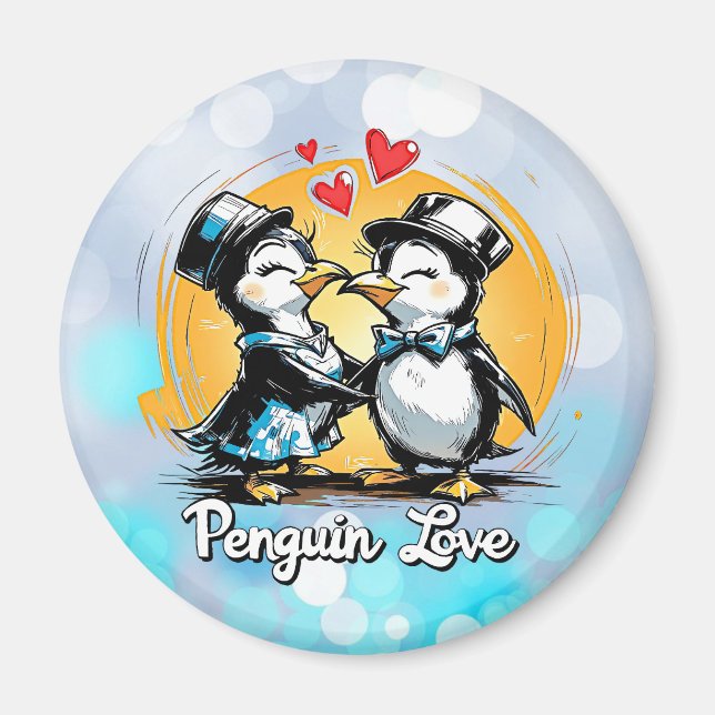 Íman Casal de Pinguins Charmosos (Frente)