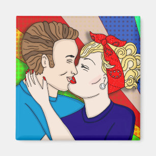 Íman Casal de Pop de arte retrô de 1950