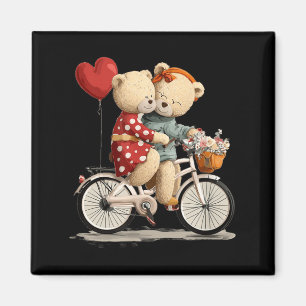 Íman Casal de Ursinhos com Gráfico de Bicicleta de Flor