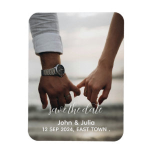 Íman casal fotografia caligrafia noivado salvar data