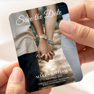 Íman Casal Minimalista Elegante Foto Save The Date