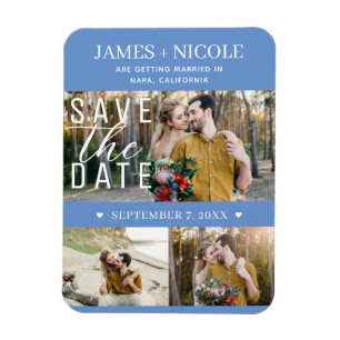 Íman Casal Moderno com Flor de Milho Save the Date 3 Fo