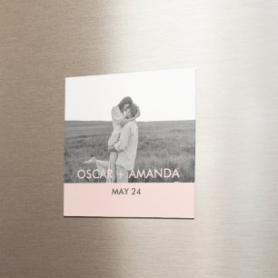 Íman Casal moderno, foto cor-de-rosa e Cinza, nome pers