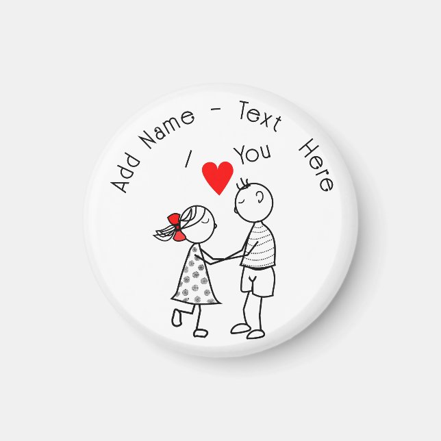 Íman Casal Weding Magnet e Nome Personalizado - Eu Amo  (Frente)