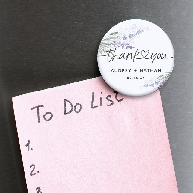 Íman Casamento Agradecido Elegante com Aguarela Lavanda (Elegant Lavender Watercolor Thank You Wedding Magnet)