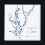 Íman Casamento Azul Elegante do Rock Hall Maryland<br><div class="desc">Celebre o seu Rock Hall, casamento na frente d'água de Maryland com este marinho elegante e azul de Chesapeake Bay, o mapa temático da imã de geladeira de casamento. Perfeito para cerimônias à beira-mar em Inn em Huntingfield Creek, Haven Harbor Marina e Osprey Point. Aprecie seus hóspedes com essa encantadora...</div>