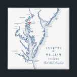 Íman Casamento Azul Elegante do Rock Hall Maryland<br><div class="desc">Celebre o seu Rock Hall, casamento na frente d'água de Maryland com este marinho elegante e azul de Chesapeake Bay, o mapa temático da imã de geladeira de casamento. Perfeito para cerimônias à beira-mar em Inn em Huntingfield Creek, Haven Harbor Marina e Osprey Point. Aprecie seus hóspedes com essa encantadora...</div>