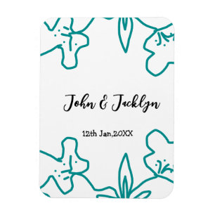 Íman Casamento azul turquesa casal nome data flstylish