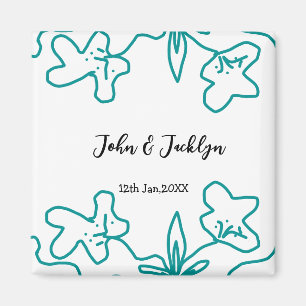 Íman Casamento azul turquesa casal nome data flstylish