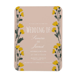 Íman Casamento Botânico Floral Selvagem Desenhado à Mão