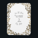 Íman Casamento Botânico Sepia Salvar Data<br><div class="desc">Um casamento elegante,  exceto o convite de data com folhas marrons de sépia ilustração de fronteira sobre um fundo branco. Procure por convites de casamento e outros itens de coordenação na Paperie de Jill.</div>