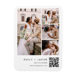Íman Casamento Branco com código QR de Foto Minimalista