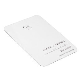 Íman Casamento Branco Preto Monograma Elegante Salvar a