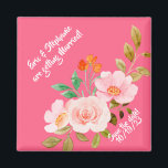 Íman Casamento Branco Rosa Branca Salve a Data<br><div class="desc">.: Magnetos de salvamento de data,  cor-de-rosa,  adoráveis e personalizáveis .: Coordenando Papel de carta e decoração disponíveis</div>