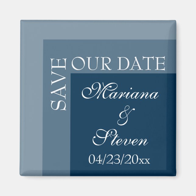 Íman Casamento Chic Moderno Azul Marinho (Frente)