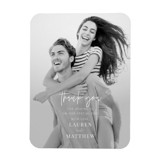 Íman Casamento Chic Moderno Simples Obrigado (Vertical)