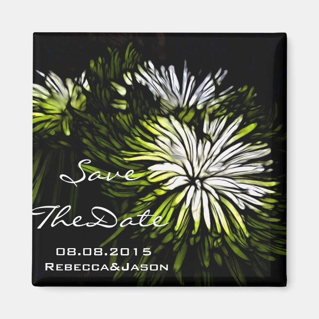 Íman Casamento Chrysanthemum verde-da-índia (Frente)