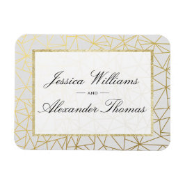 Íman Casamento Clássico Dourado e Branco