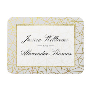 Íman Casamento Clássico Dourado e Branco