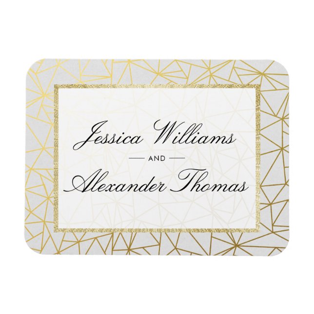 Íman Casamento Clássico Dourado e Branco (Horizontal)