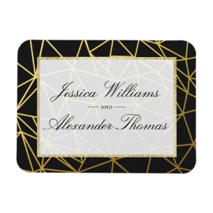Íman Casamento Clássico Dourado e Preto