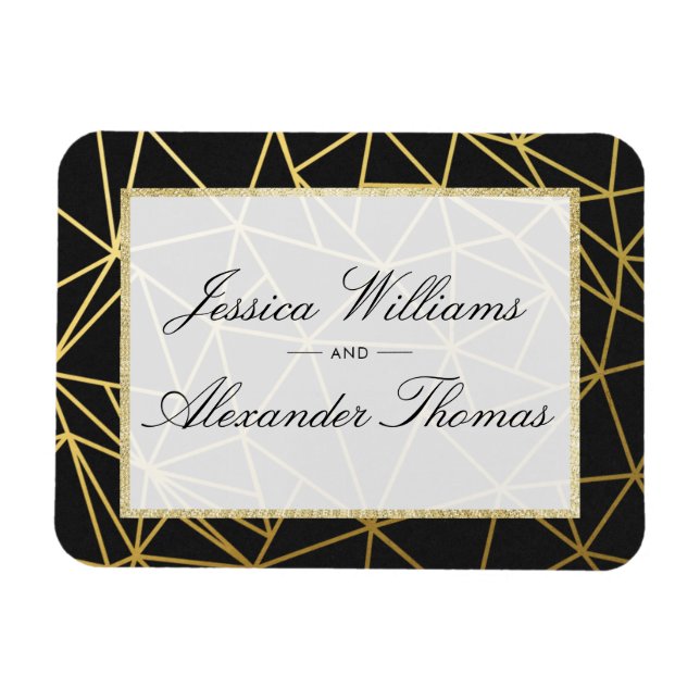 Íman Casamento Clássico Dourado e Preto (Horizontal)