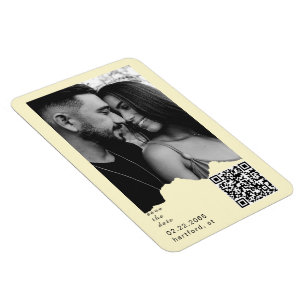 Íman Casamento Código QR Foto Casal Amarelo Amanteigado