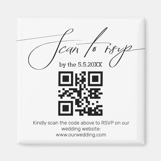Íman casamento código qr rsvp letra moderna  (Frente)