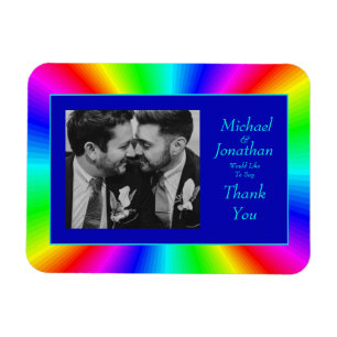 Íman Casamento Colorido Bright Rainbow Obrigado