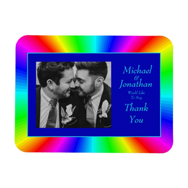 Íman Casamento Colorido Bright Rainbow Obrigado (Horizontal)