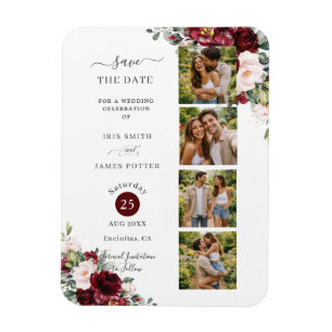 Íman Casamento com Cabine de Fotos Floral Burgundy Blus