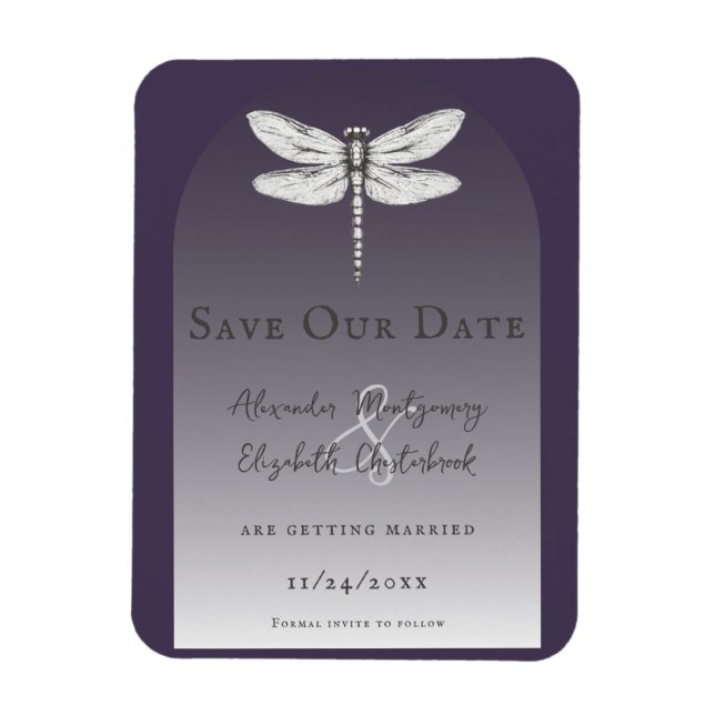 Íman Casamento com Dragonfly Roxo Escuro (Vertical)