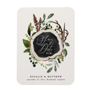 Íman Casamento com fatia de madeira russa salvar a data