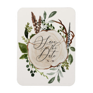 Íman Casamento com fatia de madeira russa salvar a data