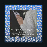 Íman Casamento com Lente de Diamante Azul de Silver Ele<br><div class="desc">Arte Deco Casamento Diamante Conselho Negro e Espuma Branca</div>