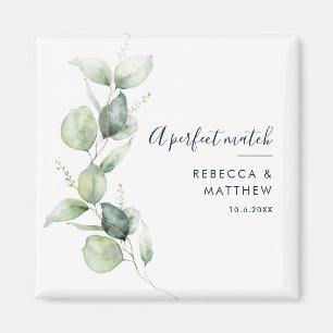 Íman Casamento com Letra de Eucalipto em Aquarela Moder