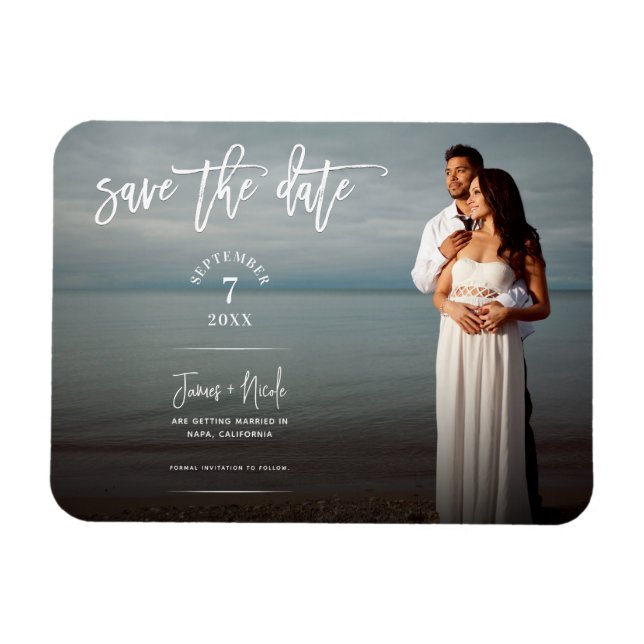 Íman Casamento com Letra Moderna e Elegante Foto Save t (Horizontal)