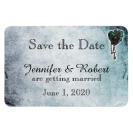 Íman Casamento com Teal Heart Steampunk Salve a Data