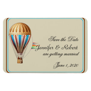Íman Casamento com Vintage Hot Air Balloon Salve a Data