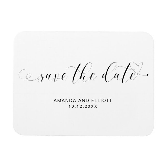 Íman Casamento Coração Bonito de Script Elegante Salve  (Horizontal)