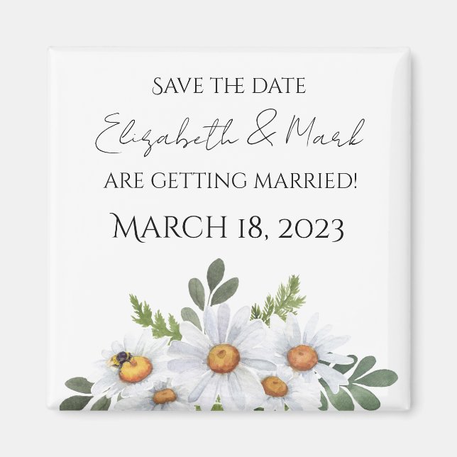 Íman Casamento Daisy Salve o ímã de data (Frente)